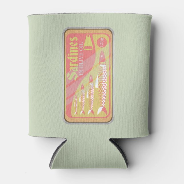 Enfriador De Latas Estilo poster retro de sardinas (Anverso)