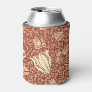 Enfriador De Latas Estilo William Morris Patrón Floral de Lirio Rojo