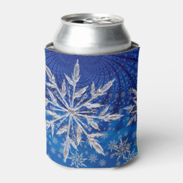 Enfriador De Latas Estrella de copo de nieve de Navidad azul hielo