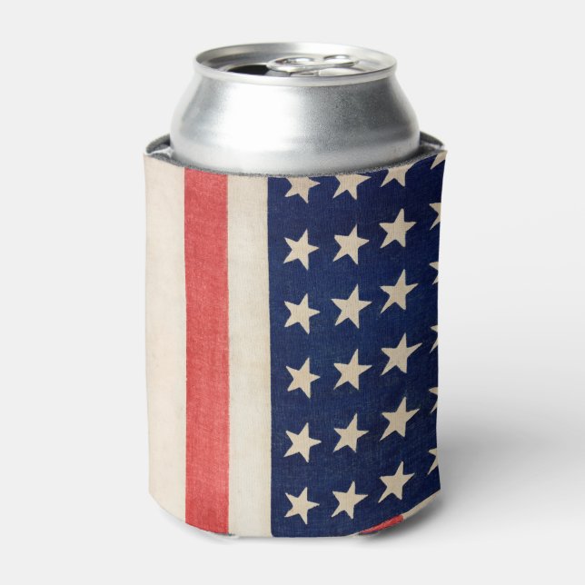 Enfriador De Latas Estrellas antiguas y banderas americanas (Lata Anverso)