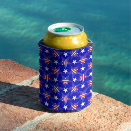 ENFRIADOR DE LATAS ESTRELLAS AZULES BLANCAS PATRIOTAS