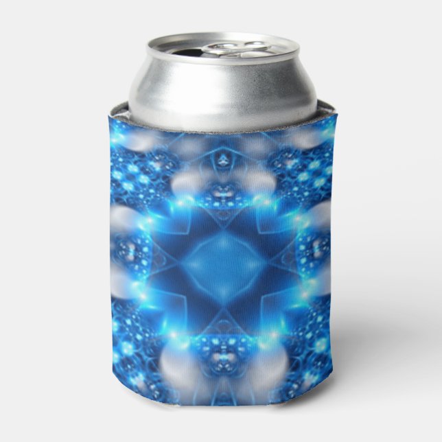 Enfriador De Latas Estrellas azules eléctricas Kaleidoscope Mandala (Lata Anverso)