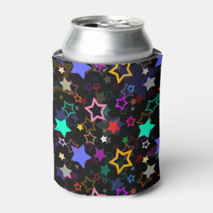 Enfriador De Latas Estrellas Coloridas Negras 