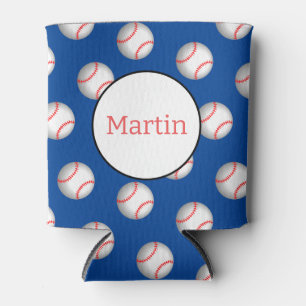 Enfriador De Latas Estrellas rojas de béisbol blanco personalizadas