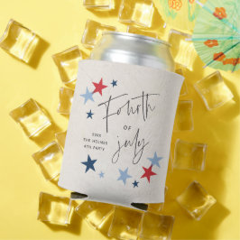 Enfriador De Latas Estrellas Rojas y Azules Estadounidenses 4 de Juli