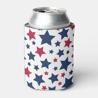 Enfriador De Latas Estrellas rojas y azules - Patrón de bandera estad