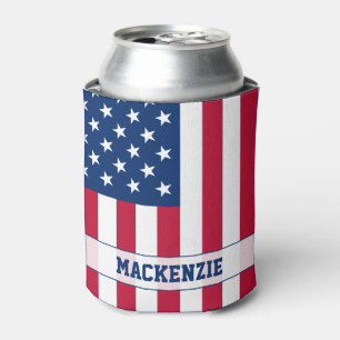 Enfriador De Latas Estrellas y bandas de bandera de EE.UU. personaliz