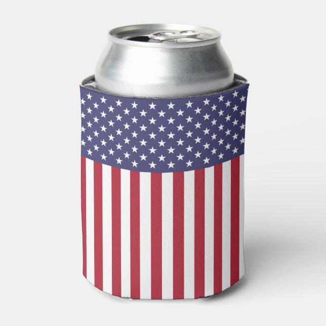 Enfriador De Latas Estrellas Y Bandera De Rayas Rojas Y Azules (Lata Anverso)