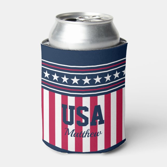 Enfriador De Latas Estrellas y rayas de estilo americano (Lata Anverso)