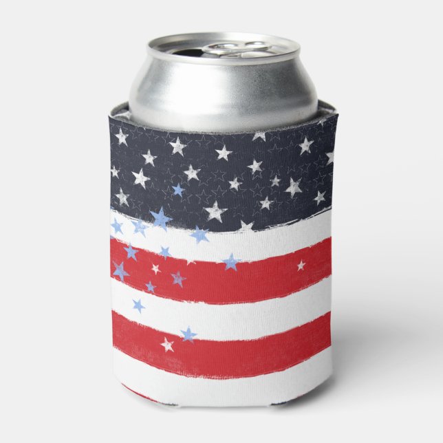 Enfriador De Latas Estrellas y rayas patrióticas (Lata Anverso)
