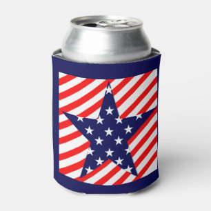 Enfriador De Latas Estrellas y rayas, Refrigerador de bebidas rojo bl