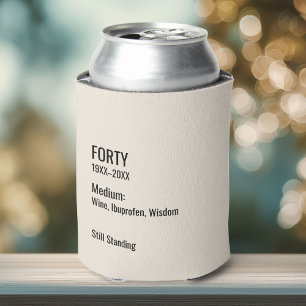Enfriador De Latas Etiqueta de museo chic divertida para cumpleaños 4