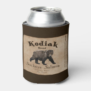 Enfriador De Latas Etiqueta Vintage Kodiak Salmon