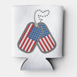 ENFRIADOR DE LATAS ETIQUETAS DE PERROS DE BANDERA AZUL ROJO AMERICANO