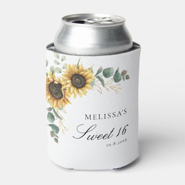 Enfriador De Latas Eucalipto Floral de girasol dulce 16 Fiesta (Lata Anverso)