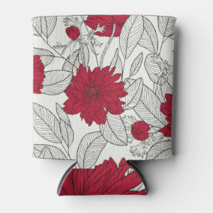 Enfriador De Latas Eucalyptus Anemone Floral Line Art