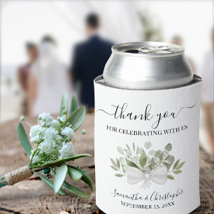 Enfriador De Latas Eucalyptus Elegante Boda Rústica Gracias