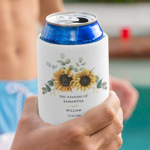 Enfriador De Latas Eucalyptus Floral Sunflower Boda moderno