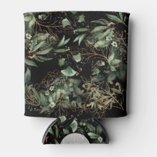 Enfriador De Latas Eucalyptus Golden Boho Elegante Onyx Boda Negro