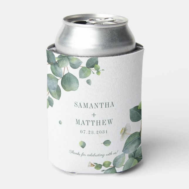 Enfriador De Latas Eucalyptus Greenery Succulent Wedding Shower (Lata Anverso)