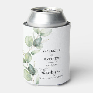 Enfriador De Latas Eucalyptus Watercolor Greenery Wedding Favors