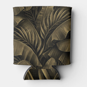 Enfriador De Latas Exótico Tropical: Naturaleza Dorada Grunge