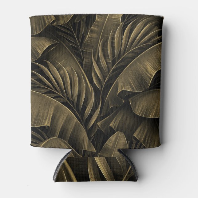 Enfriador De Latas Exótico Tropical: Naturaleza Dorada Grunge (Anverso)