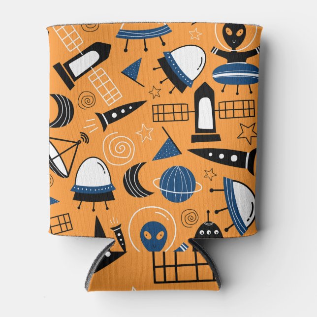 Enfriador De Latas Extraterrestre con OVNI, naves espaciales, patrón  (Anverso)