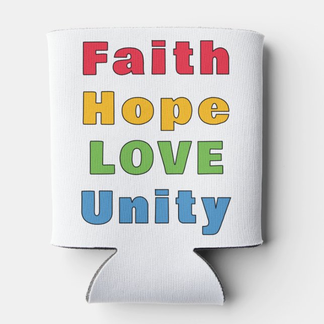 Enfriador De Latas Faith Hope Love Unity (Reverso)