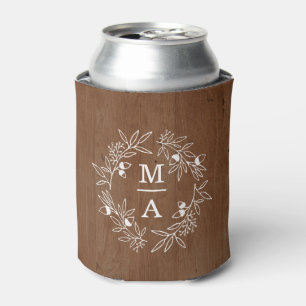 Enfriador De Latas Fall Engagement Wedding Party Inicials Date Wood