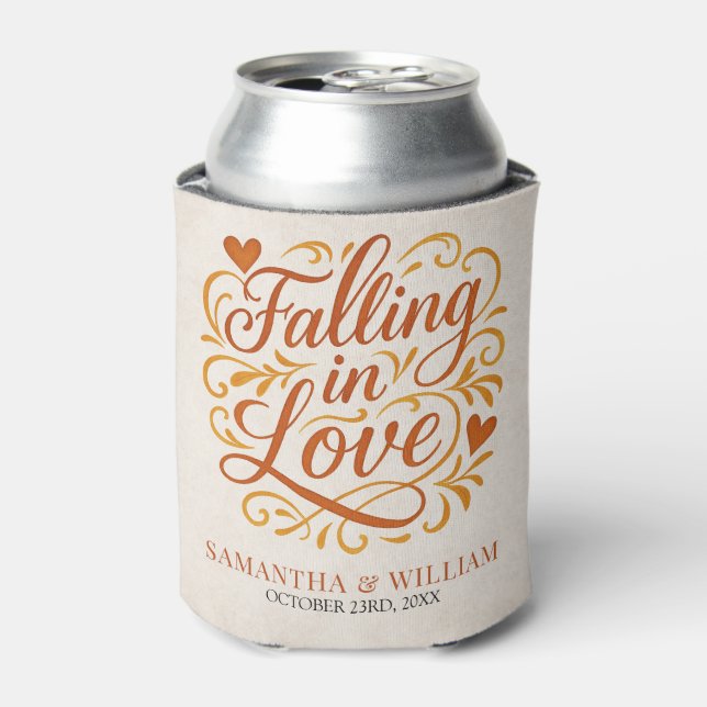 Enfriador De Latas Falling in Love Modern Autumn Wedding  (Lata Anverso)