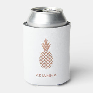 Enfriador De Latas Falsa piña color de rosa elegante del oro