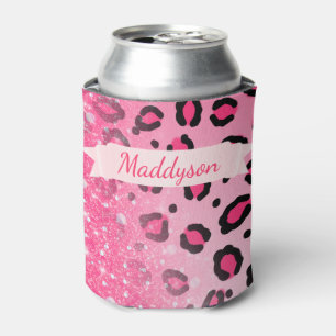 Enfriador De Latas Falso estampado leopardo brillante del purpurina