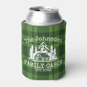 Enfriador De Latas Familia Cabina Green Plaid Thalbe Nombre Personali