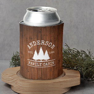 Enfriador De Latas Familia Cabina Nombre Bosque de Madera Rústica