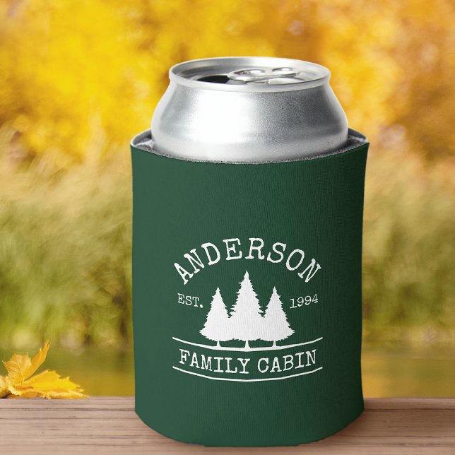 Enfriador De Latas Familia Cabina Nombre Bosque Verde (Customize to change text size or text style.)