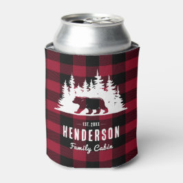 Enfriador De Latas Familia Cabina Oso Pine Red Plaid
