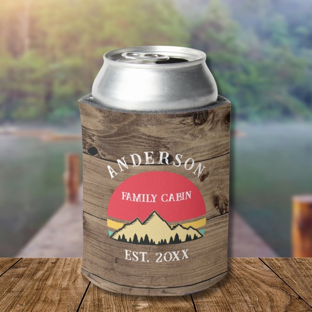 Enfriador De Latas Familia Cabina Rústica Árboles Retro Nombre Famili (Subido por el creador)