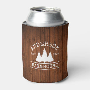 Enfriador De Latas Familia Farmhouse Nombre Bosque de Madera Rústica