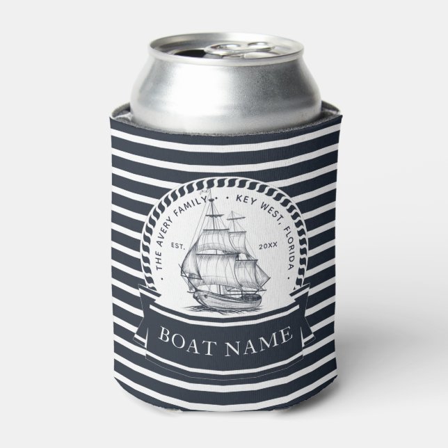 Enfriador De Latas Familia personalizada y nombre náutico (Lata Anverso)
