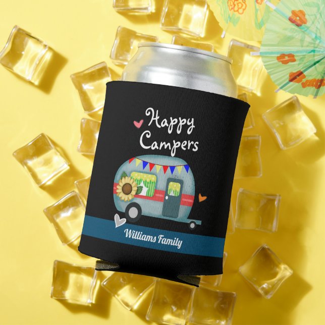 Enfriador De Latas Familia personalizado Nombre Camionetas Felices (Verano in situ)