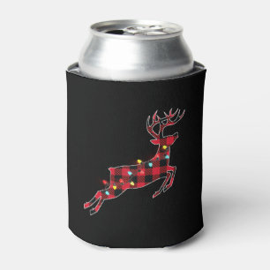Enfriador De Latas Familia roja de ciervo de búfalo navidades Pajama 