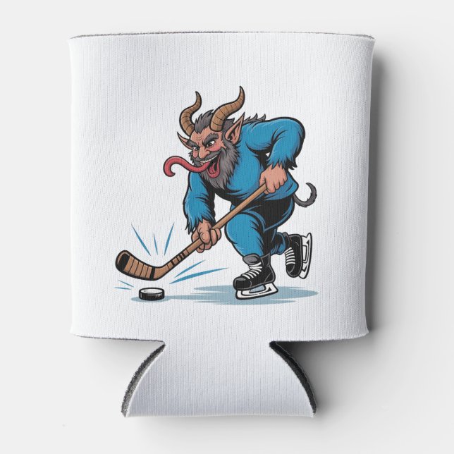 Enfriador De Latas Famoso Krampus jugando al hockey sobre hielo (Anverso)