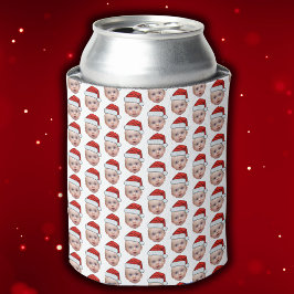 Enfriador De Latas Famoso Personalizado Face Photo Santa Head Navidad