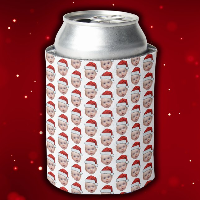 Enfriador De Latas Famoso Personalizado Face Photo Santa Head Navidad (Subido por el creador)