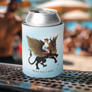 Enfriador De Latas Fantasía de león alado de vaca rojo