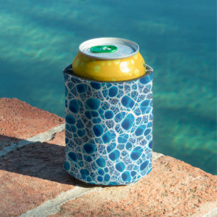 Enfriador De Latas Fantasía helada azul y blanca Abstracto Mosaico de