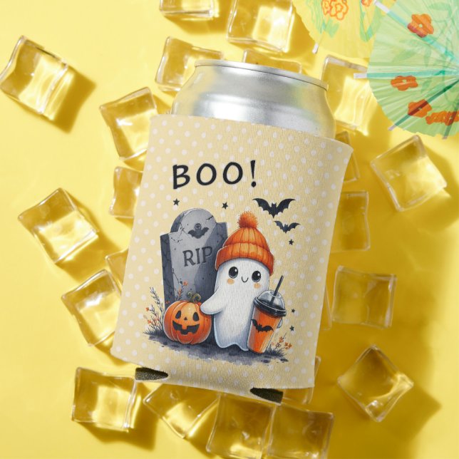 Enfriador De Latas Fantasma de Halloween: Gravestone, Jack O'lantern, (Verano in situ)