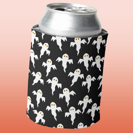 Enfriador De Latas Fantasma Halloween Negro y Blanco