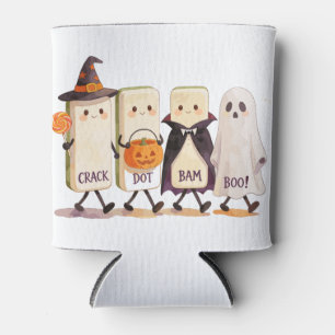 Enfriador De Latas Fantasmas de Mahjong de Halloween sosteniendo fich